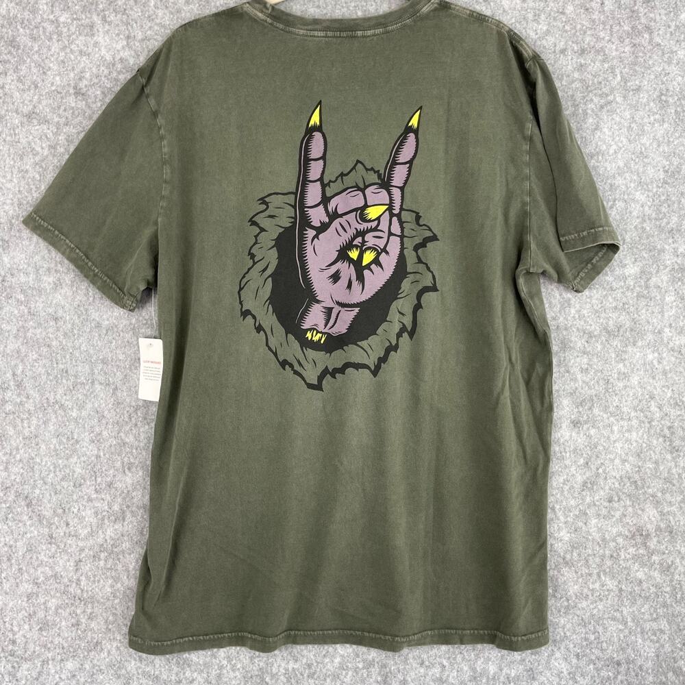 Lucky Brand Fender T Shirt Mens XL Green Strat Monster Guitar Metal Rock NWT